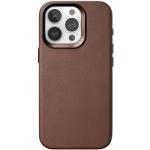 Braune Woodcessories iPhone 15 Pro Hüllen mit Bildern aus Leder für kabelloses Laden 