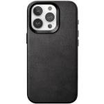 Reduzierte Schwarze Woodcessories iPhone 15 Pro Hüllen mit Bildern aus Leder für kabelloses Laden 