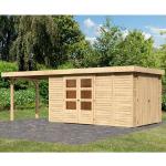 Beige Woodfeeling Gartenhäuser & Gartenhütten 19mm aus Fichte mit Flachdach 