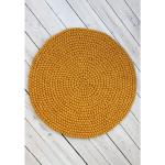 Gelbe Runde Filzkugelteppiche 140 cm aus Wolle 