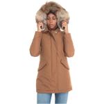 Reduzierte Braune Winddichte Woolrich Arctic Parkas mit Kapuze für Damen Größe L für den für den Winter 