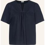 Dunkelblaue Woolrich V-Ausschnitt Blusenshirts & Schlusen aus Baumwolle für Damen Größe S für den für den Sommer 