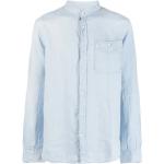Reduzierte Blaue Casual Woolrich Stehkragen Shirts mit Tasche aus Leinen für Herren Größe S 