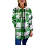Reduzierte Grüne Karo Oversize Langärmelige Damenlangarmhemden mit Basketball-Motiv mit Reißverschluss aus Flanell Größe L 
