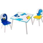 Worlds Apart Dinosaurier-Set aus Tisch und 2 Stühlen für Kinder, Holz, White and Blue, 63 x 63 x 52.5 cm