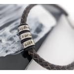 Dunkelbraune Geflochtene Lederarmbänder mit Gravur aus Leder personalisiert 