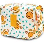 Gelbe Emoji Smiley Kulturtaschen & Waschtaschen mit Reißverschluss gepolstert für Damen klein 