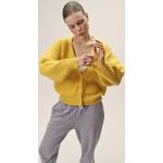 Gelbe Oversize WOTE Nachhaltige Damencardigans aus Wolle Größe L für den für den Winter 