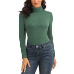 Grüne Elegante Langärmelige Rollkragen Langarm-Unterhemden enganliegend für Damen Größe S für den für den Winter 