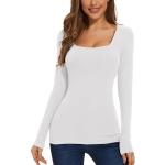 Weiße Langärmelige Langarm-Unterhemden für Damen Größe XL für den für den Winter 