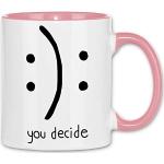 Pinke Emoji Smiley Kaffeetassen aus Keramik 