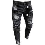 Bestickte Hip Hop Atmungsaktive Ripped Jeans & Zerrissene Jeans aus Denim maschinenwaschbar für Herren Größe M 
