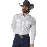 Weiße Sportliche Langärmelige WRANGLER Western T-Shirts aus Polyester für Herren Größe S 