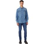 Blaue WRANGLER Larston Tapered Jeans mit Reißverschluss aus Denim für Herren Weite 32 