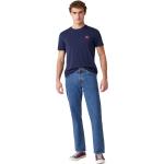 Reduzierte Blaue Unifarbene Vintage WRANGLER Texas Straight Leg Jeans mit Nieten mit Reißverschluss aus Baumwolle für Herren Größe XXL Weite 30 