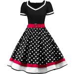 Schwarze Blumenmuster Vintage Langärmelige Mini V-Ausschnitt Minikleider & kurze Kleider für Damen Größe XXL Große Größen für Partys für den für den Sommer 