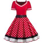 Rote Karo Vintage Kurzärmelige Mini V-Ausschnitt Minikleider & kurze Kleider für Damen Größe S Große Größen für Partys für den für den Sommer 