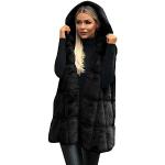 Schwarze Fellwesten aus Pelz mit Kapuze für Damen Größe XL Große Größen für den für den Winter 