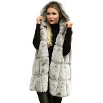 Graue Fellwesten aus Pelz mit Kapuze für Damen Größe M Große Größen für den für den Winter 