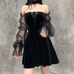 Schwarze Gothic Mini Trägerlose Kleider aus Spitze für Damen für Partys für den für den Herbst 