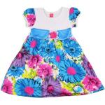 Blaue Blumenmuster Druckkleider & bedruckte Kinderkleider ohne Verschluss aus Baumwolle für Mädchen Größe 122 für den für den Sommer 