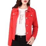 Rote Gepunktete Mini Übergangsjacken aus Baumwollmischung für Damen Größe XL für den für den Herbst 