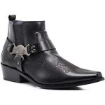 Schwarze Cowboy-Boots & Cowboystiefeletten mit Reißverschluss leicht für Herren Größe 43 mit Absatzhöhe bis 3cm 