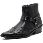 Schwarze Cowboy-Boots & Cowboystiefeletten mit Reißverschluss leicht für Herren Größe 42 mit Absatzhöhe bis 3cm 