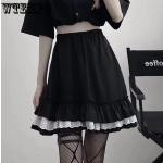 Schwarze Gothic Mini Festliche Röcke mit Rüschen aus Spitze Handwäsche für Damen Größe XXL für den für den Sommer 