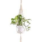 Weiße Makramee Minimalistische Runde Pflanzenampeln & Blumenampeln aus Baumwolle Indoor 