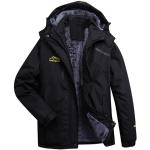 Schwarze Wasserdichte Winddichte Atmungsaktive Maxi 3-in-1 Jacken mit Reißverschluss aus Fleece mit Kapuze für Damen Größe 4 XL für Partys für den für den Herbst 