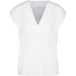 Weiße Casual Wunderwerk Vegane Nachhaltige V-Ausschnitt Tunika-Blusen aus Lyocell für Damen Größe L für den für den Sommer 