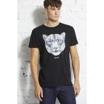 Schwarze Animal-Print Wunderwerk Vegane Bio Nachhaltige T-Shirts mit Leopard-Motiv aus Baumwolle für Herren Größe XXL 