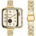 Reduzierter Goldener Eleganter Armbanduhrenschutz glänzend aus Gold mit Strass mit Metallarmband für Damen 
