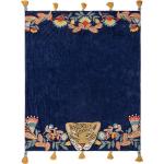 Blaue Bestickte Decken mit Leopard-Motiv aus Baumwolle 
