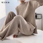 Khakifarbene Casual Kaschmir-Pullover aus Wolle für Damen Einheitsgröße Große Größen für den für den Herbst 