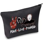 WZMPA Hellraiser Kosmetiktasche Hellraiser Pinhead Fans Geschenke Frieden Liebe Pinhead Make-up Reißverschluss Tasche für Freunde Familie, Peace Pinhead-BL, Kosmetiktasche