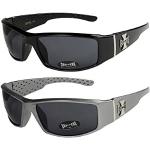 X-CRUZE 2er Pack Choppers 6608 X0 Sonnenbrillen Motorradbrille Sportbrille Radbrille in den Farben schwarz, anthrazit, silber und weiß, 1x Modell 01 und 1x Modell 04, Einheitsgröße