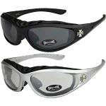 X-CRUZE 2er Pack Choppers 911 Sonnenbrillen Motorradbrille Sportbrille Radbrille - 1x Modell 01 (schwarz/schwarz getönt) und 1x Modell 05 (silber/annährend transparent) - Modell 01 + 05 -