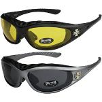 X-CRUZE 2er Pack Choppers 911 Sonnenbrillen Motorradbrille Sportbrille Radbrille - 1x Modell 03 (schwarz/gelb getönt) und 1x Modell 07 (anthrazit/schwarz getönt) - Modell 03 + 07 -