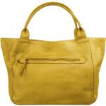 Reduzierte Gelbe Vintage X-Zone Lederhandtaschen mit Reißverschluss aus Glattleder für Damen 