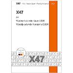 X47- Wochenkalender | „Quer“ 2024, A7, schwarz: 2 Hefte à 6 Monate, inkl. Memokarte. Mit X47-Röhrchen. Ohne Leporello. Made in Germany