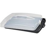 Xavax Kuchen Transportbox rechteckig (Kuchenbox für Blechkuchen, Kuchencontainer mit Deckel und Tragegriff, spülmaschinengeeigneter Kuchenbehälter), Anthrazit / Transparent
