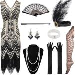 Reduzierte Schwarze V-Ausschnitt Charleston-Kostüme & 20er Jahre Kostüme mit Fransen für Damen Größe XL 