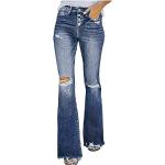 Blaue Unifarbene Elegante Ripped Jeans & Zerrissene Jeans aus Denim für Damen Größe S 