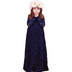 Blaue Boho Langärmelige Kinderfestkleider aus Baumwollmischung für Mädchen für den für den Herbst 