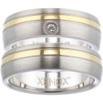 Reduzierte Silberne Xenox Edelstahlringe aus Stahl mit Zirkonia für Damen Größe 70 