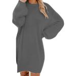 Reduzierte Graue Unifarbene Casual Langärmelige Rundhals-Ausschnitt Sweatkleider für Damen Größe 3 XL Weihnachten für den für den Winter 