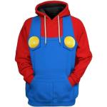 XIAMUSZ Super Brothers Hoodie Pfirsich Luigi Bowser Cosplay Kostüm Pullover Sweatshirt, Rot, L