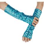 Reduzierte Blaue Faschingshandschuhe mit Glitzer für Damen 